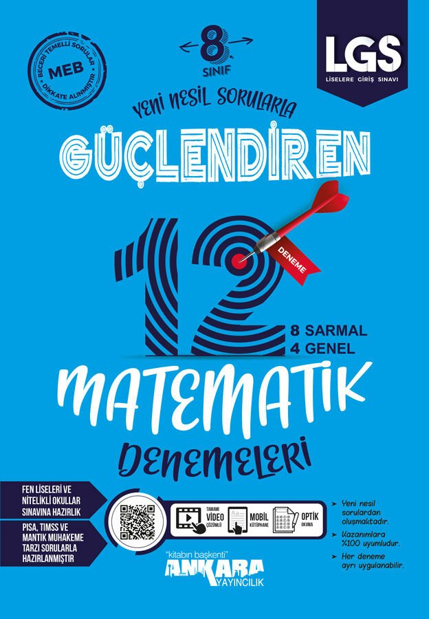 Ankara Yayıncılık 8.Sınıf Matematik Güçlendiren 12 Deneme