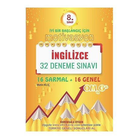 Omage Yayınları 8. Sınıf Motivasyon İngilizce 32 Deneme Sınavı (16 Sarmal + 16 Genel)