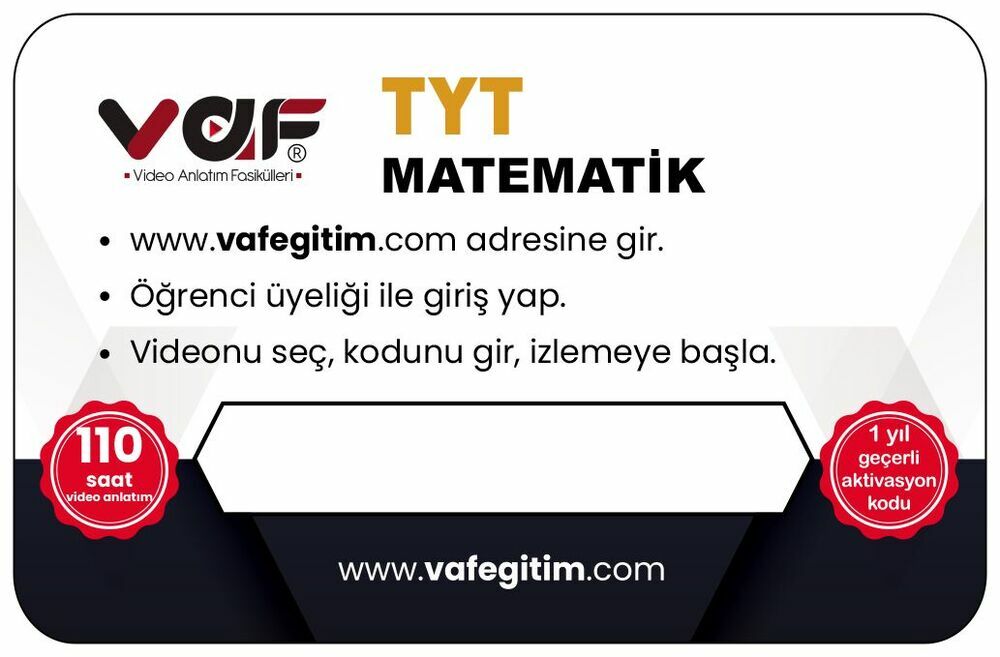 Vaf Yayınları Tyt Aktivasyon Kartı Matematik - 2022