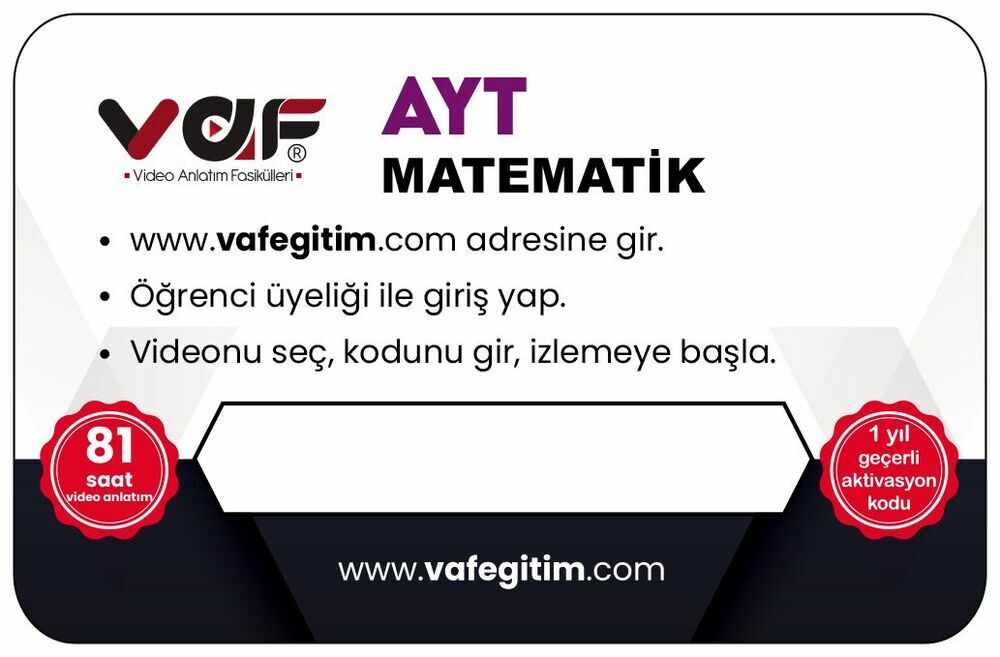 Vaf Yayınları YKS AYT Aktivasyon Kartı Matematik - 2022